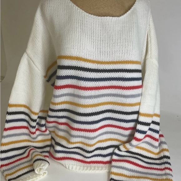 Sweaters - Striped Multicolor Women's Sweater 2XL